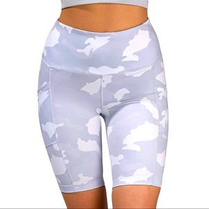 90 Degree By Reflex Camo High Waisted Biker Shorts